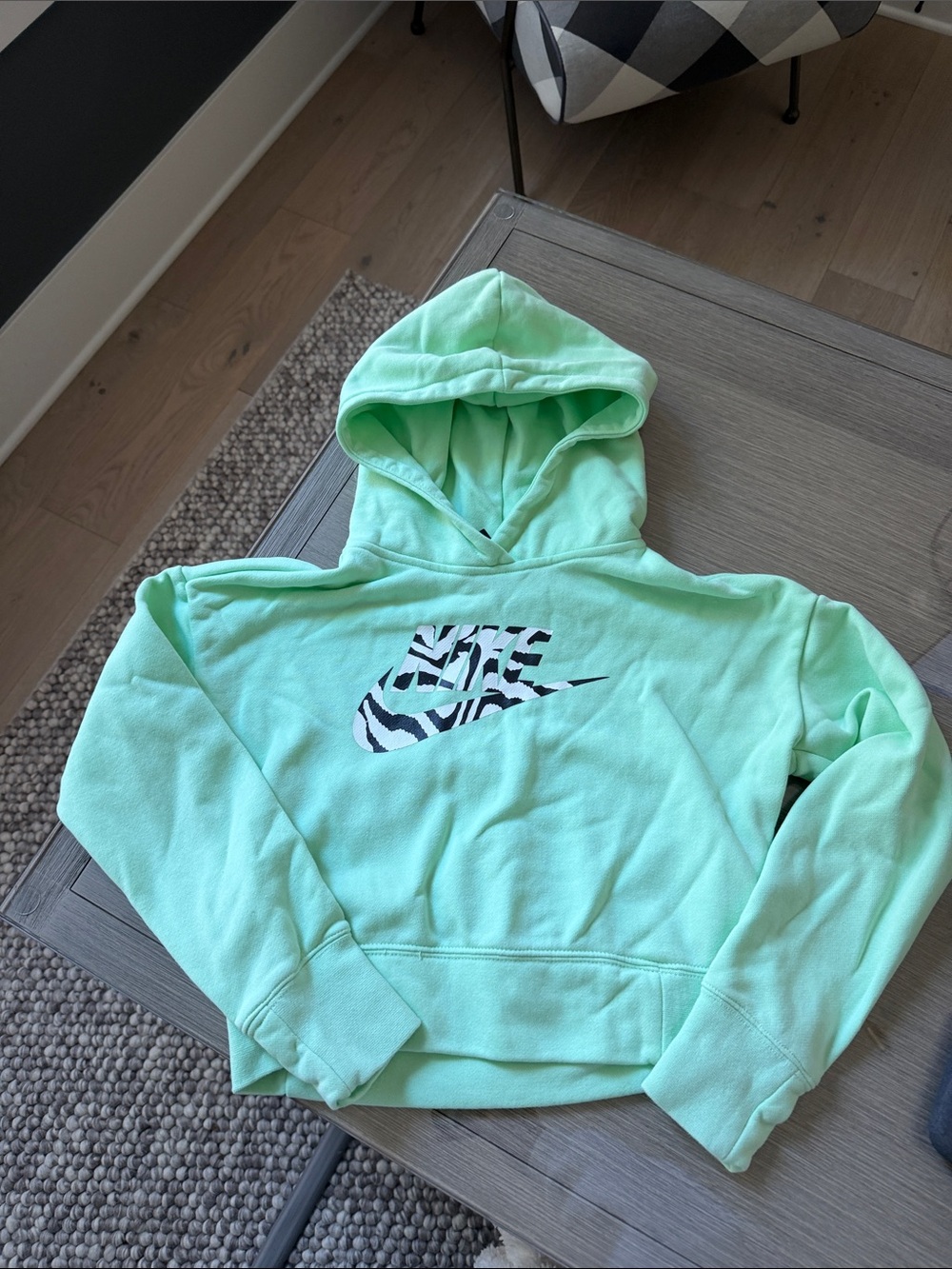 Nike Mint Green Hoodie with Zebra Swoosh Accent